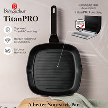 Berlinger Haus Grillpan Zwart Rosègoud 28 x 28 cm - geschikt voor alle warmtebronnen - standaard anti-aanbaklaag