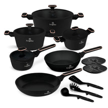 Berlinger Haus Pannenset Zwart Roségoud 11-Delig - Kookpan ø 20, 24, 28 cm, Koekenpan ø 24, 28 cm & Steelpan ø 16 cm - geschikt voor alle warmtebronnen