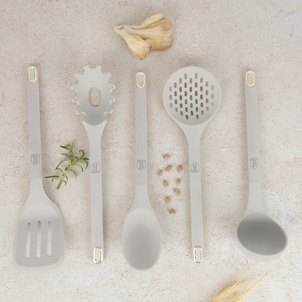 Berlinger Haus Keukengerei Set met Standaard Mat Crème - Siliconen - 6-delig