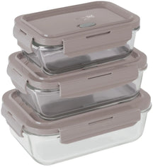 Berlinger Haus Glazen Vershoudbakjes Taupe - 3-delig - 570 ml, 840 ml & 1.18 Liter