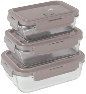 Berlinger Haus Glazen Vershoudbakjes Taupe - 3-delig - 570 ml, 840 ml & 1.18 Liter