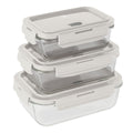 Berlinger Haus Glazen Vershoudbakjes Mat Crème - 3-delig - 570 ml, 840 ml & 1.18 Liter