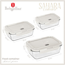 Berlinger Haus Glazen Vershoudbakjes Mat Crème - 3-delig - 570 ml, 840 ml & 1.18 Liter