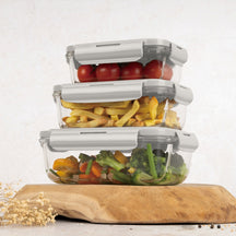 Berlinger Haus Glazen Vershoudbakjes Mat Crème - 3-delig - 570 ml, 840 ml & 1.18 Liter