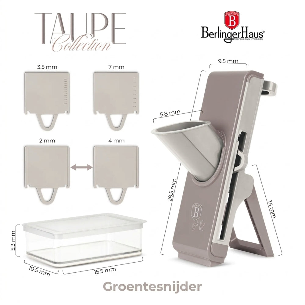 Berlinger Haus Mandoline / Groentesnijder Taupe - met Opvangbak