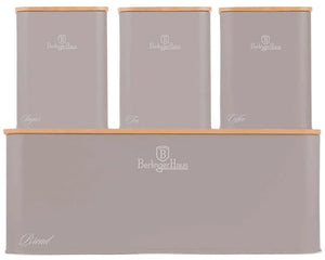 Berlinger Haus Broodtrommel / Brooddoos met Voorraadbussen Taupe - 4-delig
