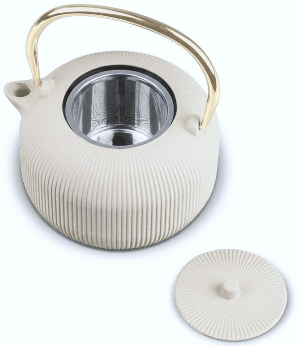 Berlinger Haus Theepot met RVS Filter - Gietijzer Mat Crème - 1 Liter