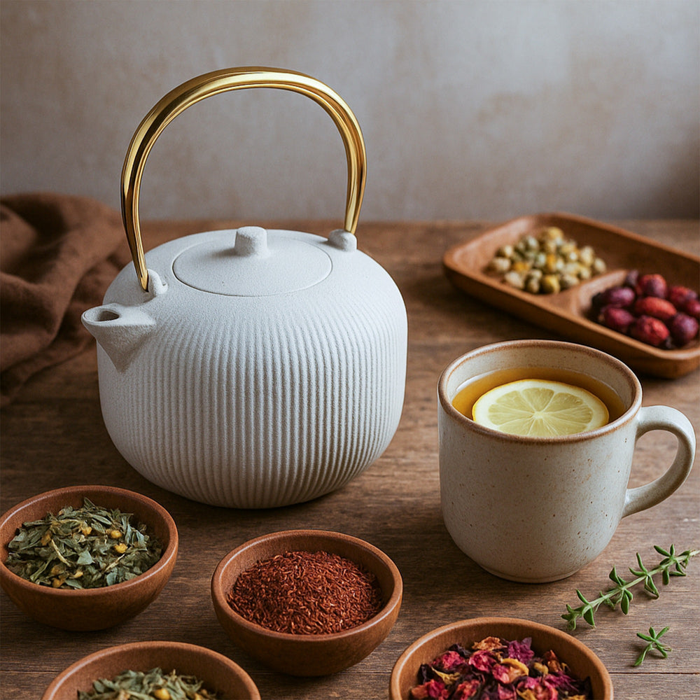 Berlinger Haus Theepot met RVS Filter - Gietijzer Mat Crème - 1 Liter