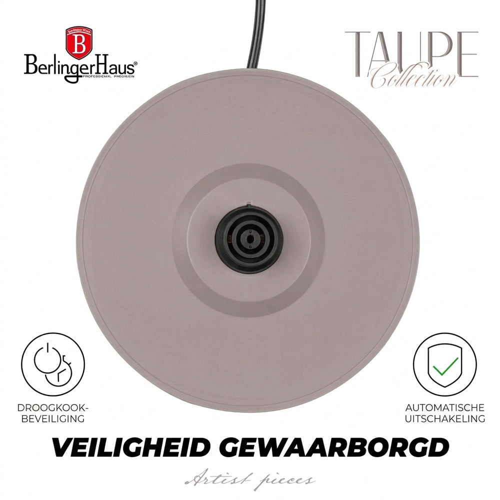 Berlinger Haus Waterkoker Taupe - met Thermometer - 1.7 Liter - 2200W