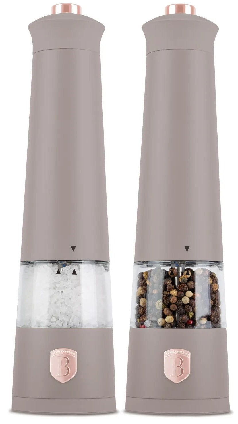 Berlinger Haus Elektrische Peper- en Zoutmolen Set Taupe - Keramische Molen - 2-Delig