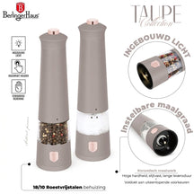 Berlinger Haus Elektrische Peper- en Zoutmolen Set Taupe - Keramische Molen - 2-Delig