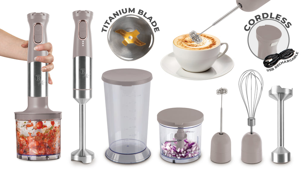 Berlinger Haus Draadloze Staafmixer set Taupe – 6-in-1 – 800 W