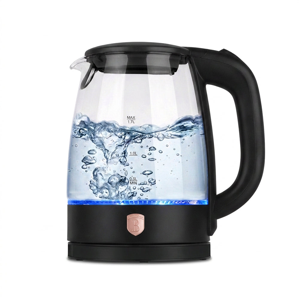 Berlinger Haus Waterkoker Glas Zwart Rosègoud - 1.7 Liter - 2200W