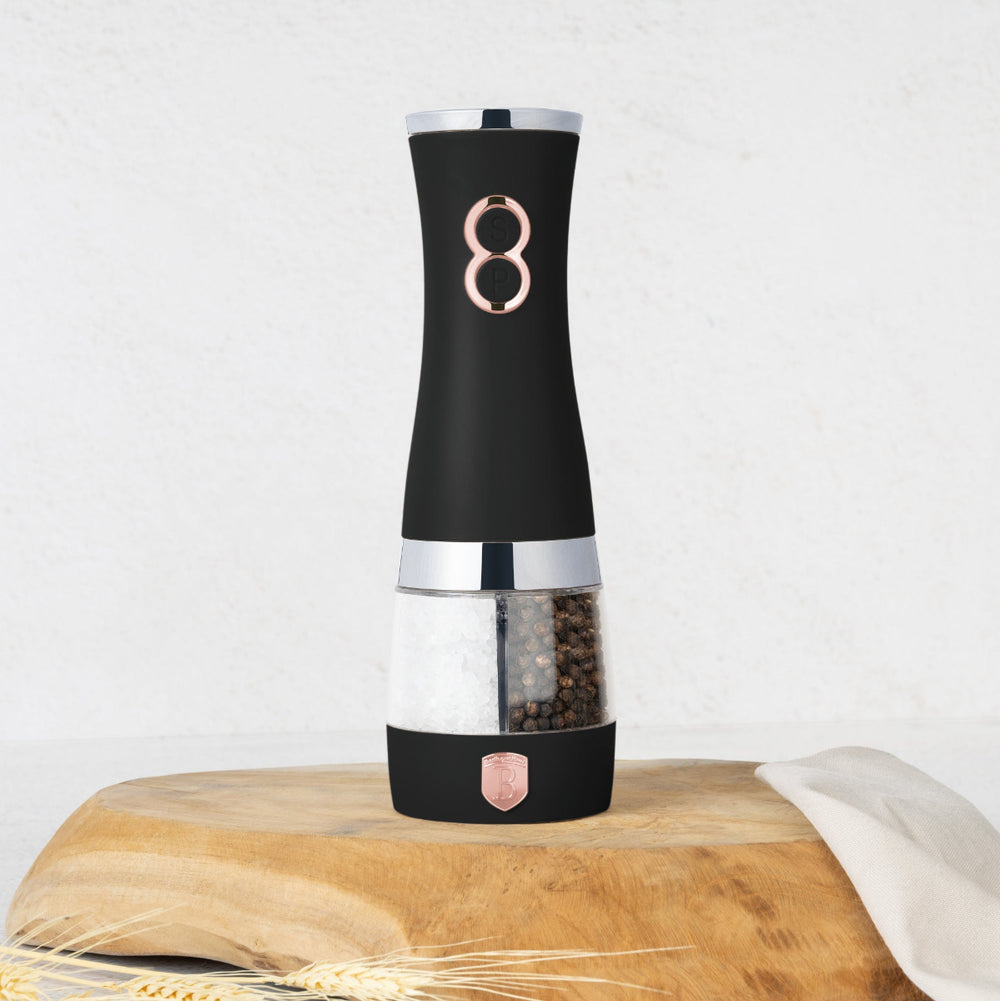 Berlinger Haus Elektrische Peper- en Zoutmolen Zwart Roségoud - 2-in-1 - Keramische Molen