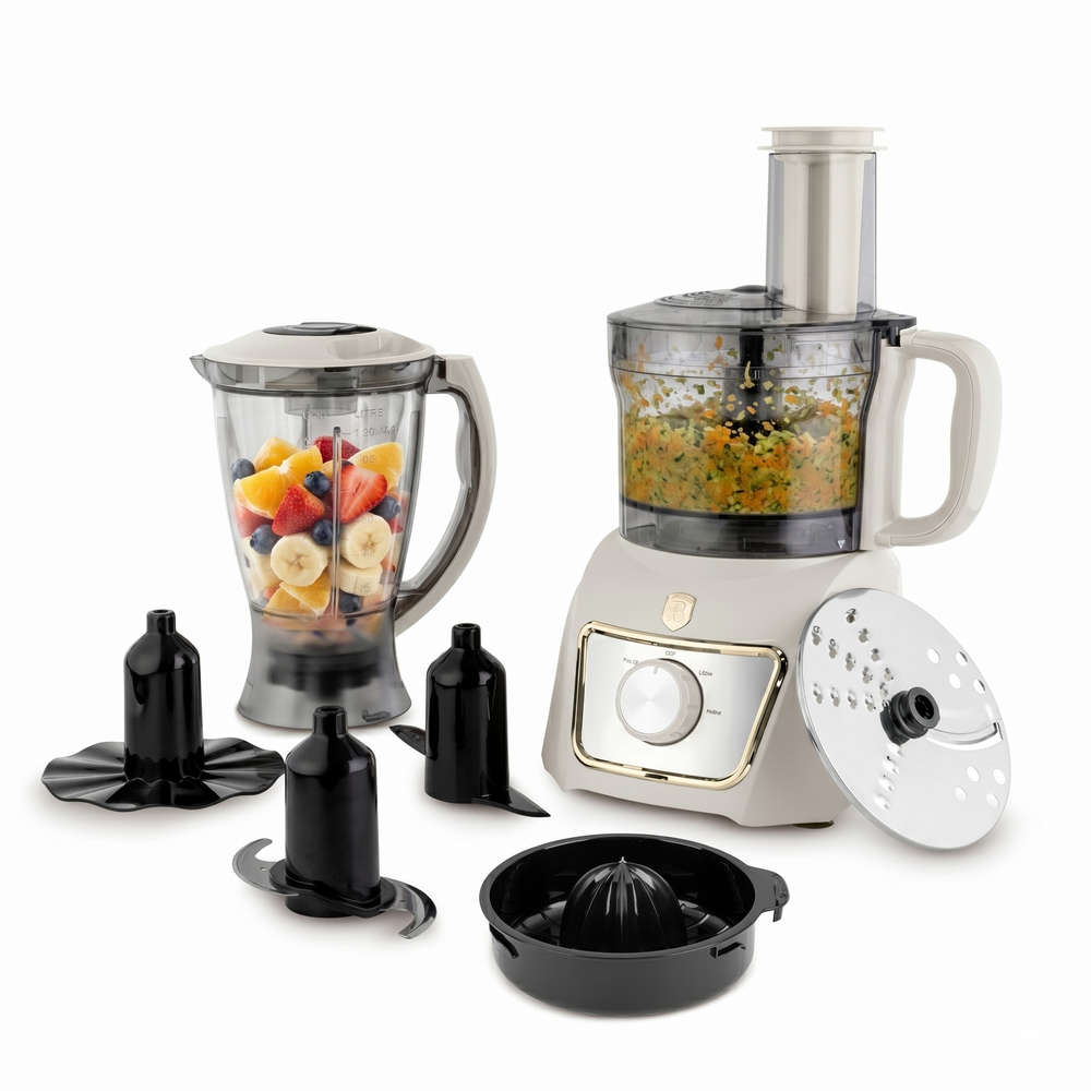 Berlinger Haus Keukenmachine / Foodprocessor 8-in-1 Mat Crème - 500W