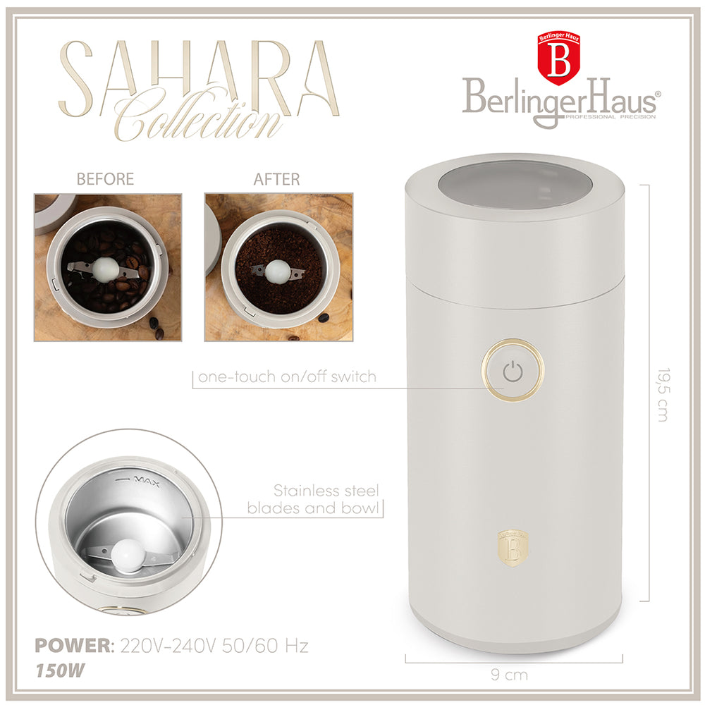 Berlinger Haus Elektrische Koffiemolen / Koffiebonen Maler - Mat Crème - 150W