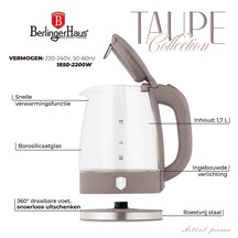 Berlinger Haus Waterkoker Glas Taupe - 1.7 Liter - 2200W