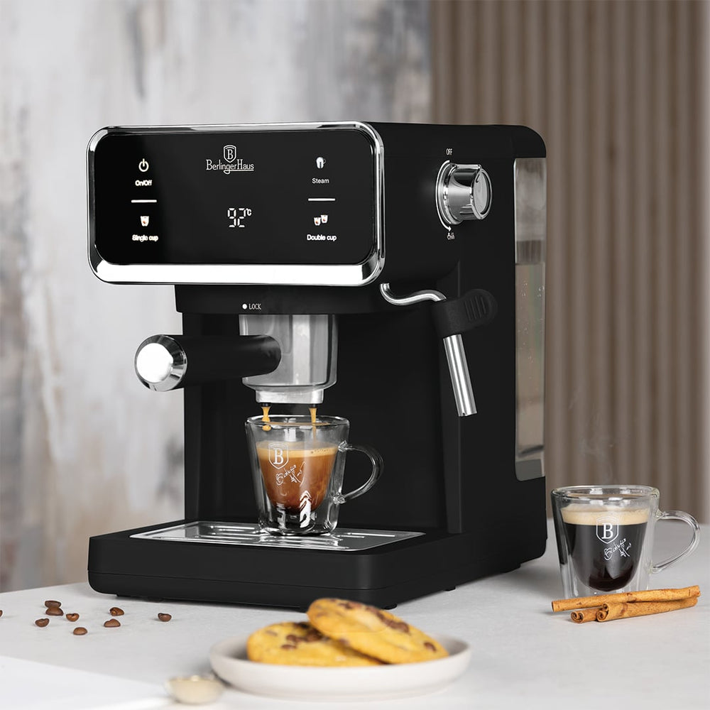 BerlingerHaus Espressomachine / Pistonmachine Digitaal Mat Zwart - 3-in-1 - 20 Bar - 1.0 Liter