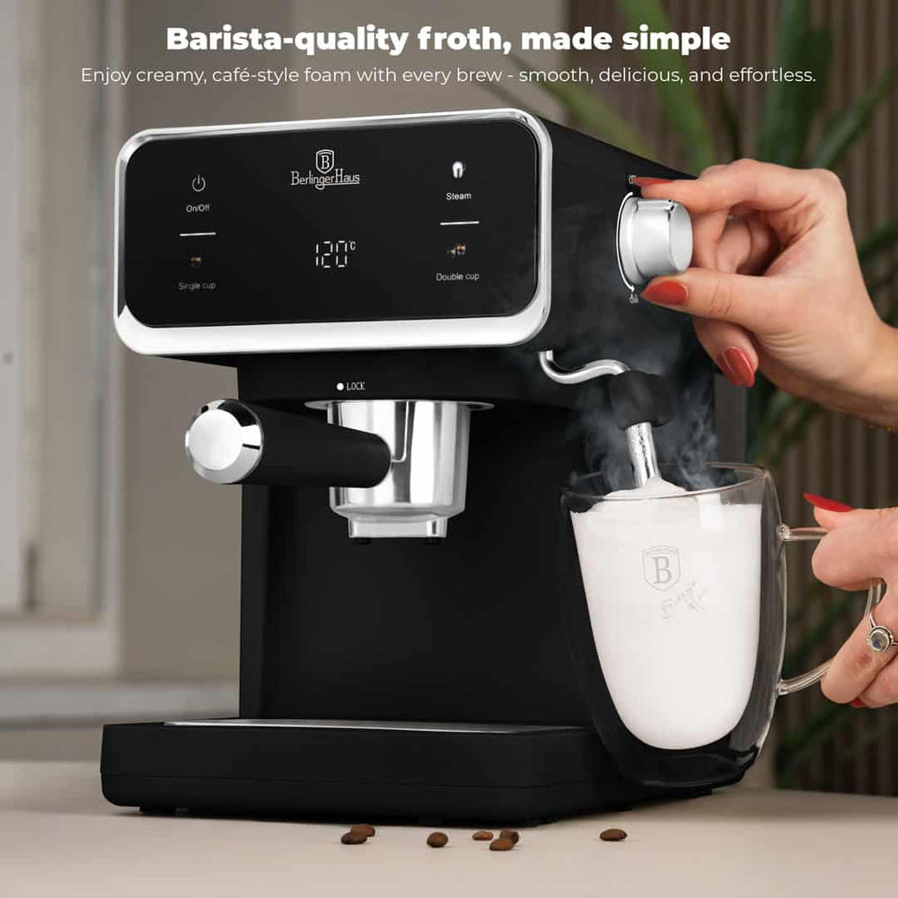 BerlingerHaus Espressomachine / Pistonmachine Digitaal Mat Zwart - 3-in-1 - 20 Bar - 1.0 Liter