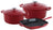 BK Pannenset Bourgogne Chili Red Gietijzer 3-delig - Braadpan ø 24, 28 cm & Grillpan 26x26 cm - geschikt voor alle warmtebronnen