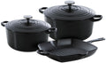 BK Pannenset Bourgogne Jet Black Gietijzer 3-delig - Braadpan ø 24, 28 cm & Grillpan 26x26 cm - geschikt voor alle warmtebronnen