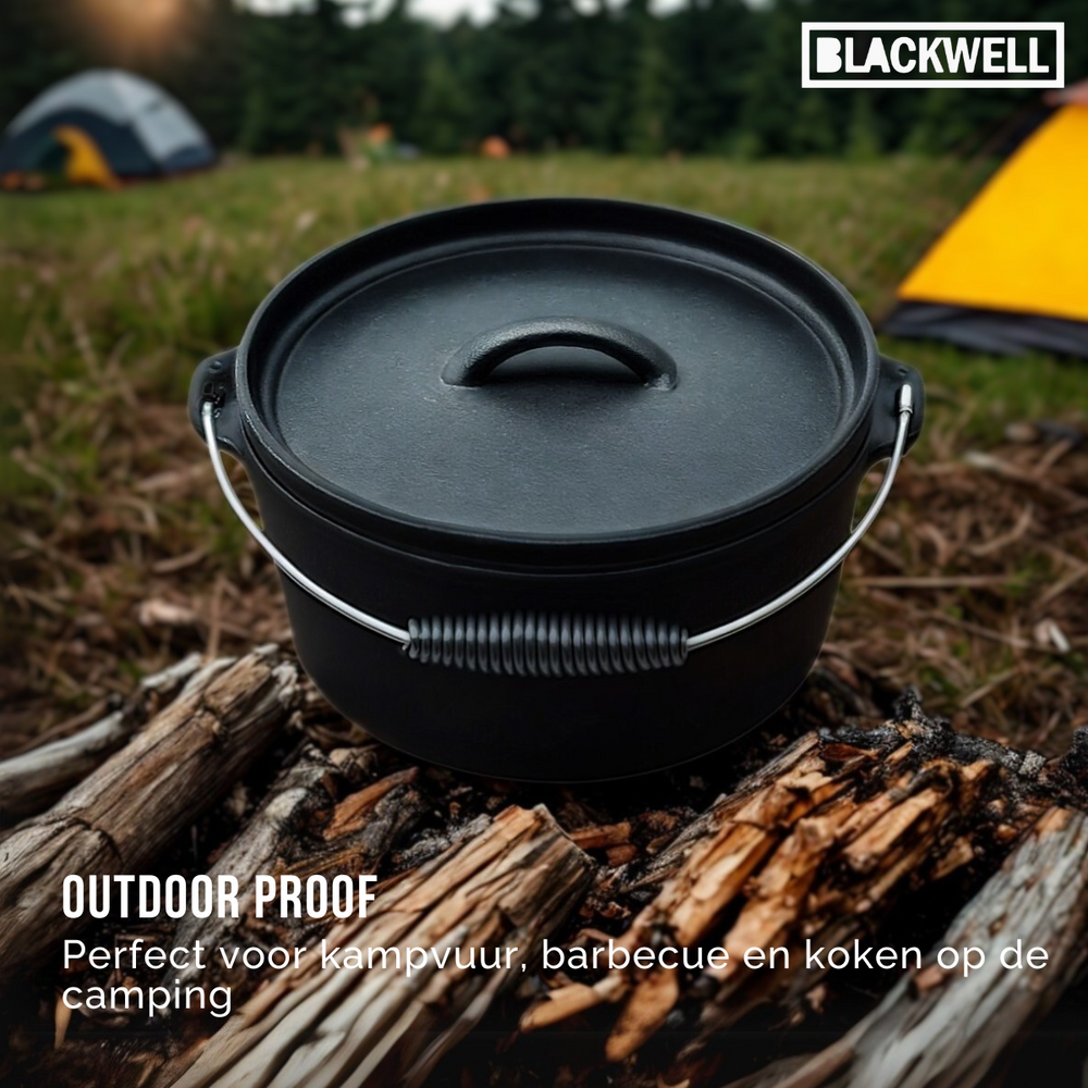 Blackwell Dutch oven / Braadpan met deksel - Gietijzer - ø 25 cm / 4 Liter - zonder anti-aanbaklaag