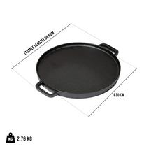 Blackwell Grillplaat BBQ / Bakplaat Gietijzer ø 30 cm - zonder anti-aanbaklaag 2-zijdig