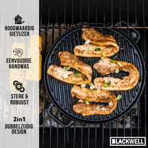 Blackwell Dutch Oven BBQ Gietijzer Set 4-Delig - Braadpan + Lifter, Koekenpan ø 20 cm & Grillplaat ø 30 cm - geschikt voor alle warmtebronnen - zonder anti-aanbaklaag