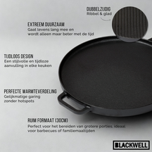 Blackwell Grillplaat BBQ / Bakplaat Gietijzer ø 30 cm - zonder anti-aanbaklaag 2-zijdig