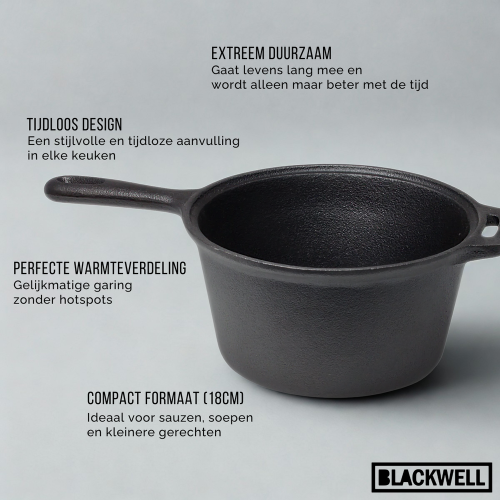 Blackwell Sauspan Gietijzer / Steelpan ø 18 cm - 1.5 liter - zonder anti-aanbaklaag