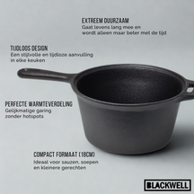 Blackwell Sauspan Gietijzer / Steelpan ø 18 cm - 1.5 liter - zonder anti-aanbaklaag