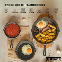 Blackwell Koekenpan Skillet Gietijzer ø 16 cm - geschikt voor alle warmtebronnen - zonder anti-aanbaklaag