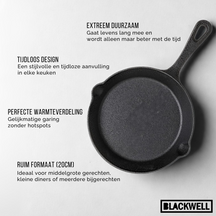 Blackwell Koekenpan Skillet Gietijzer ø 20 cm - geschikt voor alle warmtebronnen - zonder anti-aanbaklaag