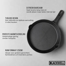 Blackwell Koekenpannenset Skillets Gietijzer 3-Delig ø 16, 20 & 25 cm - geschikt voor alle warmtebronnen - zonder anti-aanbaklaag