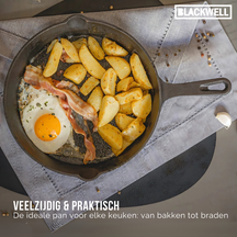 Blackwell Koekenpan Skillet Gietijzer ø 25 cm - geschikt voor alle warmtebronnen - zonder anti-aanbaklaag