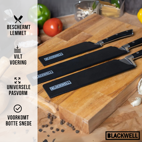 Blackwell Mesbeschermer - Universeel - Zwart - Voor messen met een lemmet tot 15 cm