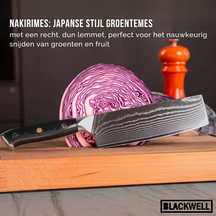 Blackwell Messenset (Santokumes + Groentemes / Nakirimes) - Japanse stijl - 67 lagen damaststaal - VG10 - 2-delig