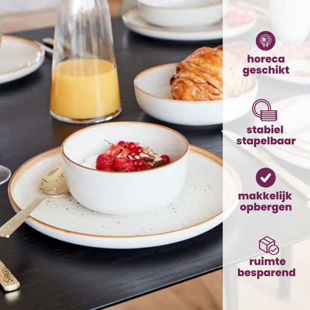 Cosy & Trendy Serviesset Baltic Vanilla 18-delig / 6 personen - 6 dinerborden, 6 ontbijtborden en 6 kommen