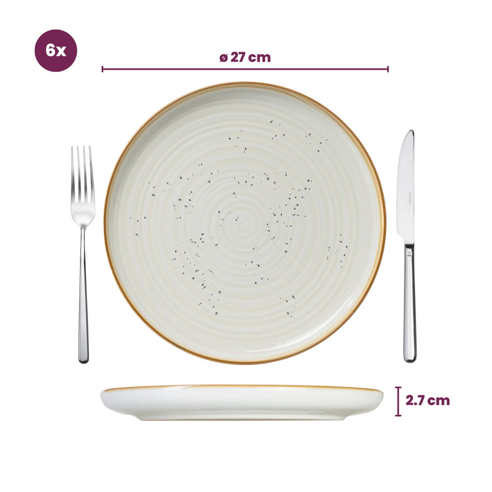 Cosy & Trendy Serviesset Baltic Vanilla 18-delig / 6 personen - 6 dinerborden, 6 ontbijtborden en 6 kommen