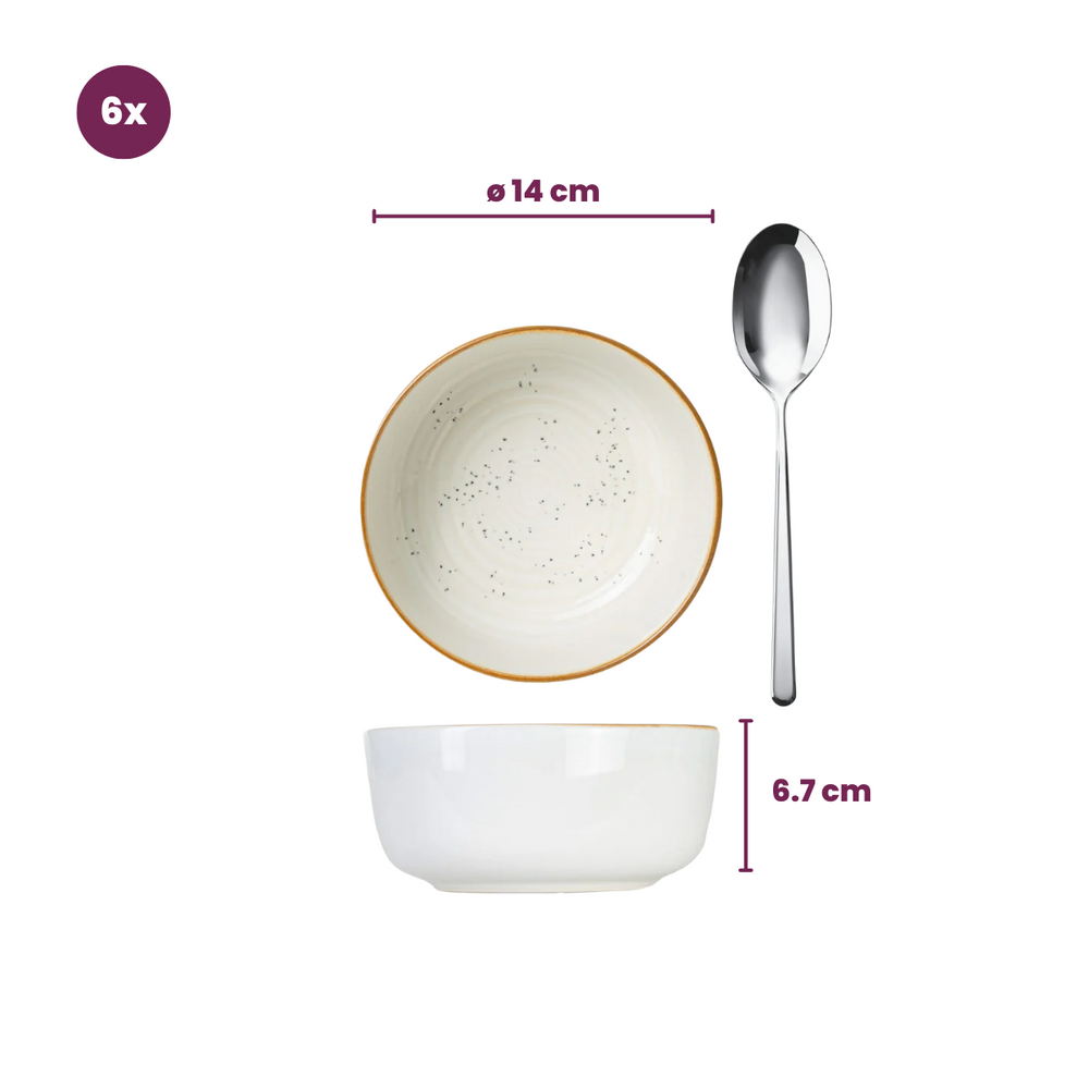 Cosy & Trendy Serviesset Baltic Vanilla 18-delig / 6 personen - 6 dinerborden, 6 ontbijtborden en 6 kommen