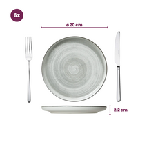 Cosy & Trendy Serviesset Baltic Grey 18-delig / 6 personen - 6 dinerborden, 6 ontbijtborden en 6 kommen