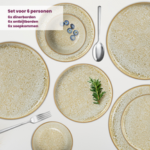 Cosy & Trendy Serviesset Baltic Luna 18-delig / 6 personen - 6 dinerborden, 6 ontbijtborden en 6 kommen