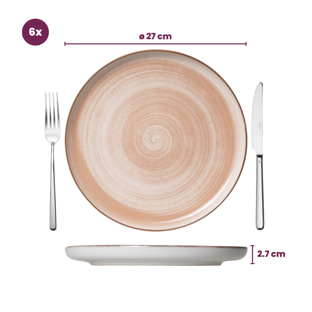 Cosy & Trendy Serviesset Baltic Peach 18-delig / 6 personen - 6 dinerborden, 6 ontbijtborden en 6 kommen