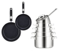 Sola Pannenset Ruby 7-Delig Premium Triply RVS - Kookpan ø 16, 18, 20 en 24 cm en Steelpan ø 16 cm & BEKA Koekenpannen Pro Induc ø 24 & 28 cm