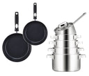 Sola Pannenset Ruby 7-Delig Premium Triply RVS - Kookpan ø 16, 18, 20 en 24 cm en Steelpan ø 16 cm & BEKA Koekenpannen Pro Induc ø 24 & 28 cm