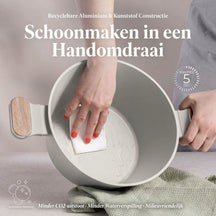 Berlinger Haus Sahara Nordic pannenset 7-delig in mat crème met houtlook grepen: in een handomdraai schoon te maken