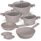 Berlinger Haus Taupe pannenset 7-delig in mat taupe, vrijstaand op een witte achtergrond