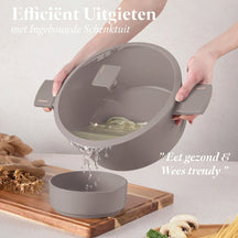 Berlinger Haus Taupe pannenset 7-delig in mat taupe: efficiënt schenken dankzij de ingebouwde schenktuit