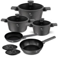 BerlingerHaus Pannenset Mat Antraciet 7-Delig - Kookpan ø 20, 24, 28 cm, Koekenpan ø 20 & 24 cm - geschikt voor alle warmtebronnen