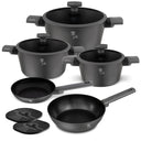 Berlinger Haus Pannenset Mat Antraciet 7-Delig - Kookpan ø 20, 24, 28 cm, Koekenpan ø 20 & 24 cm - geschikt voor alle warmtebronnen